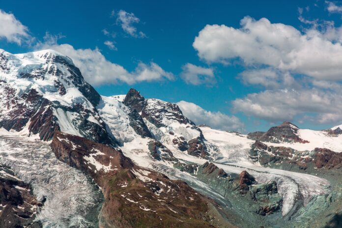 Breithorn Peak and Theodul Glacier. Alps. Switzerland