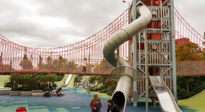 A cop was violently banged around on Boston slide.
