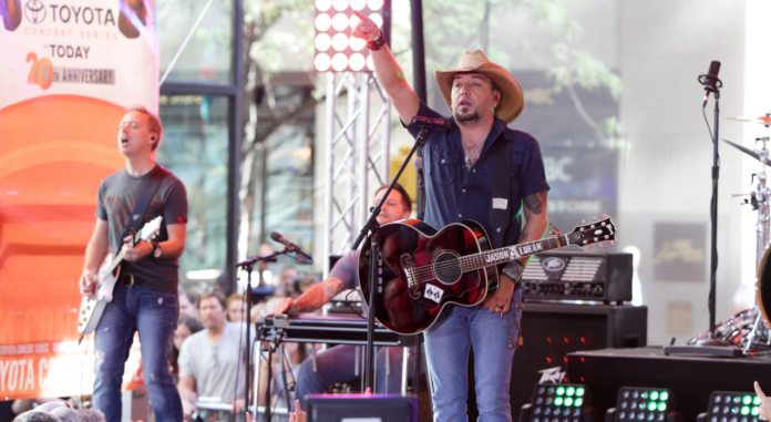 Country music artist Jason Aldean performs onstage at NBC's 'Today Show' at Rockefeller Plaza